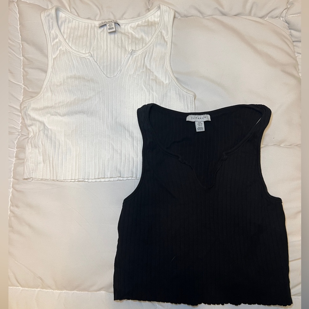 Women's White and Black Ribbed Tank Top Pack